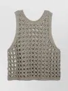 Brunello Cucinelli Perforated Cotton Blend Tank Top In Gray