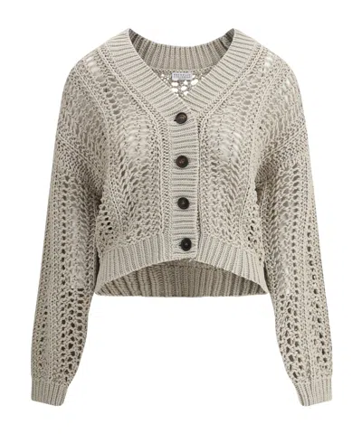 BRUNELLO CUCINELLI BRUNELLO CUCINELLI LONG SLEEVED OPEN-KNIT CARDIGAN