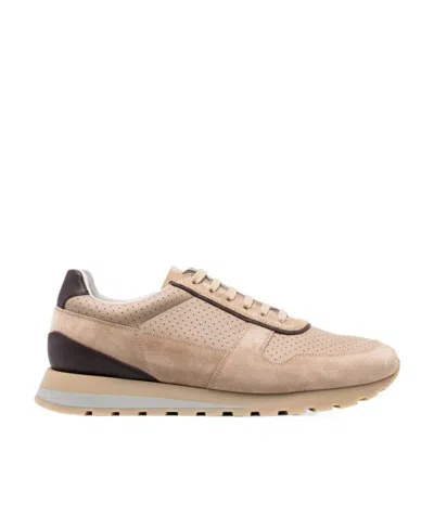 Brunello Cucinelli Perforated Lace-up Sneakers In Nude