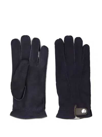 Brunello Cucinelli Perforated Leather Gloves In Black