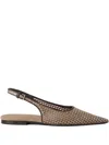 Brunello Cucinelli Perforated Leather Slingback Flat In Brown