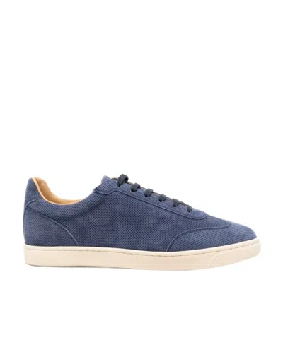 Brunello Cucinelli Perforated Low-top Sneakers In Blue