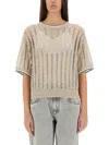 Brunello Cucinelli Shimmering Metallic Knit Top In Neutrals