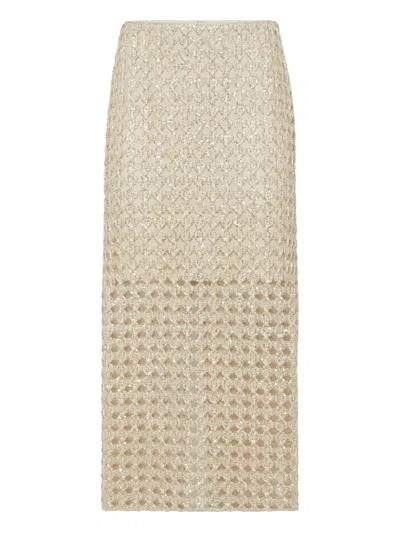 BRUNELLO CUCINELLI PERFORATED MIDI SKIRT