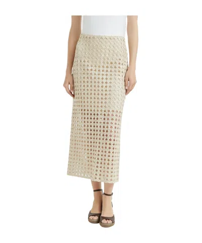 Brunello Cucinelli Perforated Midi Skirt In Nude