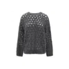 Brunello Cucinelli Women Perforated Sequins Sweater In Gray