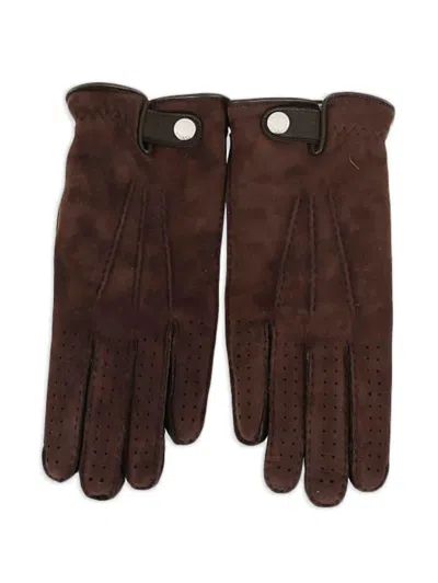 Brunello Cucinelli Perforated Suede Gloves In Brown