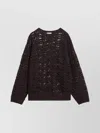 Brunello Cucinelli Brown Perforated Sweater With Micro Sequins In Brown