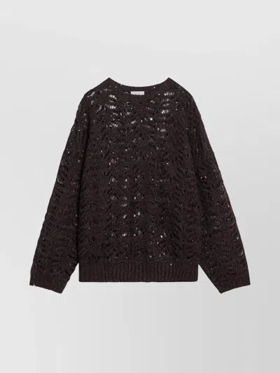 BRUNELLO CUCINELLI PERFORATED SWEATER MICRO SEQUINS