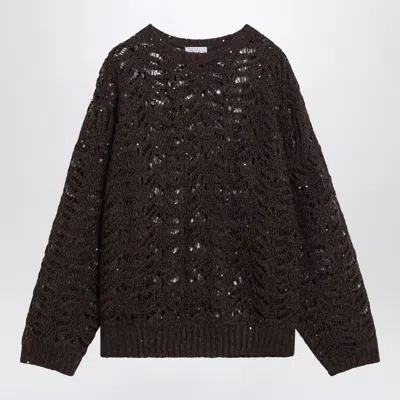 BRUNELLO CUCINELLI BRUNELLO CUCINELLI PERFORATED SWEATER WITH MICRO SEQUINS