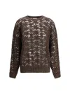Brunello Cucinelli Perforated Sweater With Women's Sequins In Brown