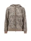 Brunello Cucinelli Perforated Wool Blend Cardigan With Sequins In Multi