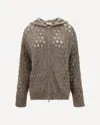 Brunello Cucinelli Perforated Wool Cardigan In Sand