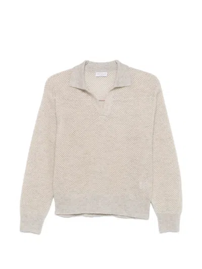 Brunello Cucinelli Perforated-knit Sweater In Neutral