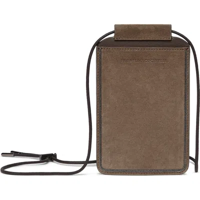 Brunello Cucinelli Phone Bag In Bark