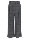 Brunello Cucinelli Grey Prince Of Wales Sartorial Crop Trousers In Gray