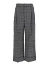 Brunello Cucinelli Grey Prince Of Wales Sartorial Crop Trousers In Gray