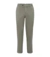 Brunello Cucinelli Pima Cotton Comfort Gabardine Italian Trousers In Green