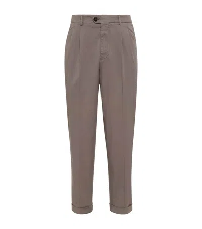 BRUNELLO CUCINELLI PIMA COTTON STRAIGHT TAILORED TROUSERS