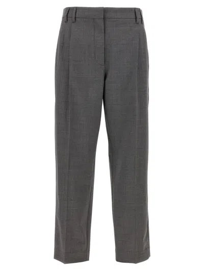 Brunello Cucinelli Pin Tuck Trousers In Gray