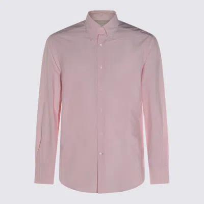 BRUNELLO CUCINELLI PINK AND WHITE COTTON SHIRT