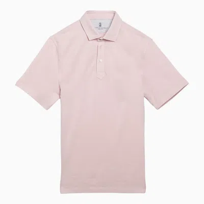 Brunello Cucinelli Pink Cotton Short-sleeved Polo Shirt Men