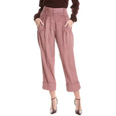 Brunello Cucinelli Pink Cropped Wide Leg Trousers In ["pink"]
