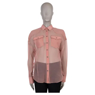 Pre-owned Brunello Cucinelli Pink Silk 2020 Organza Western Shirt M
