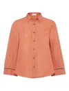 Brunello Cucinelli Pinpoint Shirt With Monili In Orange