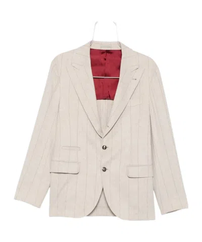Brunello Cucinelli Pinstripe Blazer In Neutral