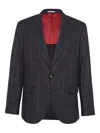 Brunello Cucinelli Chalk Stripe Blazer In Animal Print