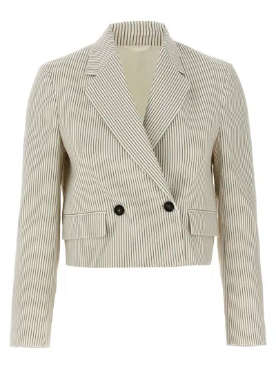 Brunello Cucinelli Pinstripe Blazer Blazer And Suits White