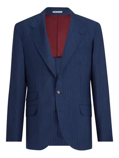 Brunello Cucinelli Pinstripe Blazer In Blue