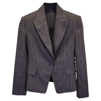 Pre-owned Brunello Cucinelli Pinstripe Blazer Jacket In Grey Wool In Gray