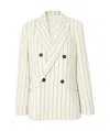 Brunello Cucinelli Double-breasted Wool Blazer In Neutral