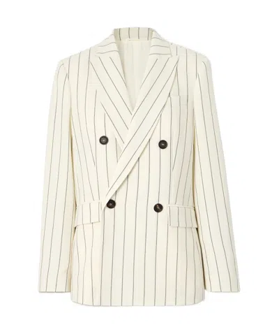 Brunello Cucinelli Pinstripe Blazer In Neutral