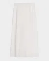 Brunello Cucinelli Pinstripe Cotton Gauze Midi Pull-on Skirt In Neutral