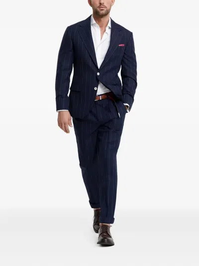 Brunello Cucinelli Pinstripe Cotton Suit In Black