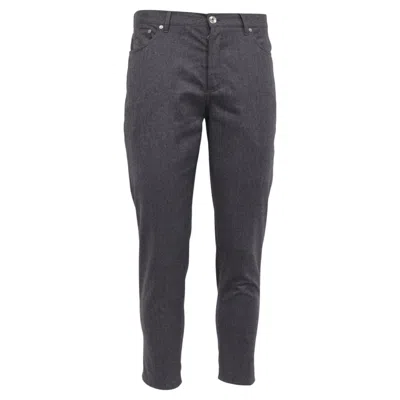 Pre-owned Brunello Cucinelli Pinstripe Cropped Trousers In Grey Wool In Gray