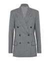 Brunello Cucinelli Pinstripe Double-breasted Blazer In Gray