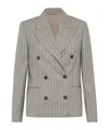 Brunello Cucinelli Pinstripe Double-breasted Blazer In Gray