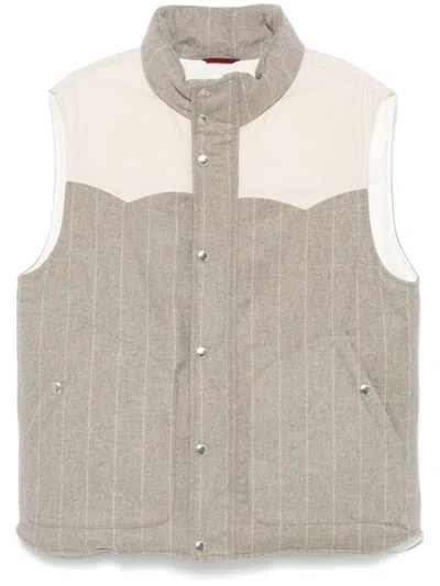 Brunello Cucinelli Pinstripe Gilet In Neutrals