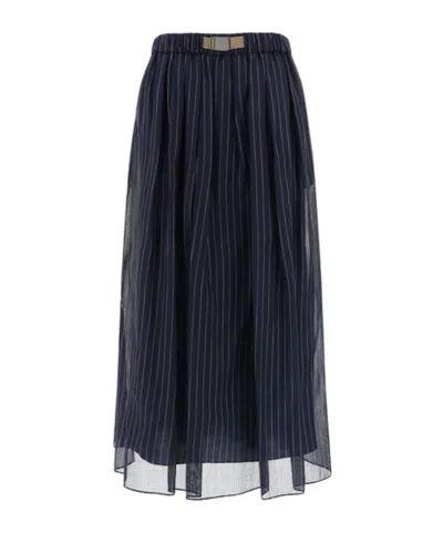Brunello Cucinelli Pinstripe High-waist Maxi Skirt In Black