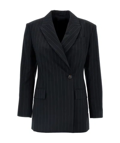 BRUNELLO CUCINELLI BRUNELLO CUCINELLI PINSTRIPED DOUBLE BREASTED BLAZER