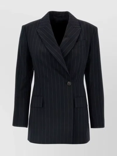 Brunello Cucinelli Black Pinstriped Double-breasted Blazer