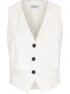 Brunello Cucinelli Pinstripe-pattern Waistcoat In White