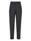 Brunello Cucinelli Leisure Fit Trousers With Double Pleats In Gray