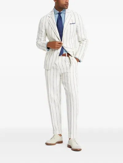 Brunello Cucinelli Pinstripe-print Linen Suit In White