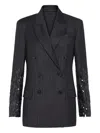 Brunello Cucinelli Pinstripe Sequin-embellished Blazer In Black