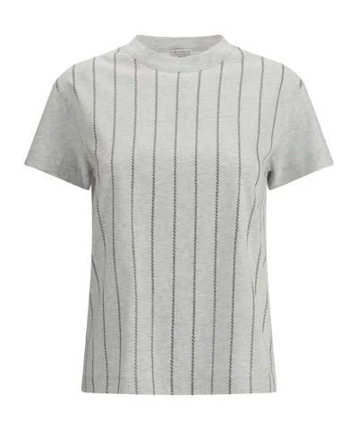 BRUNELLO CUCINELLI PINSTRIPE SHORT-SLEEVE T-SHIRT